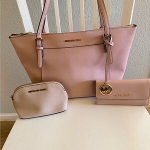 Michael Kors Blush Pink Tote and Accessories Set